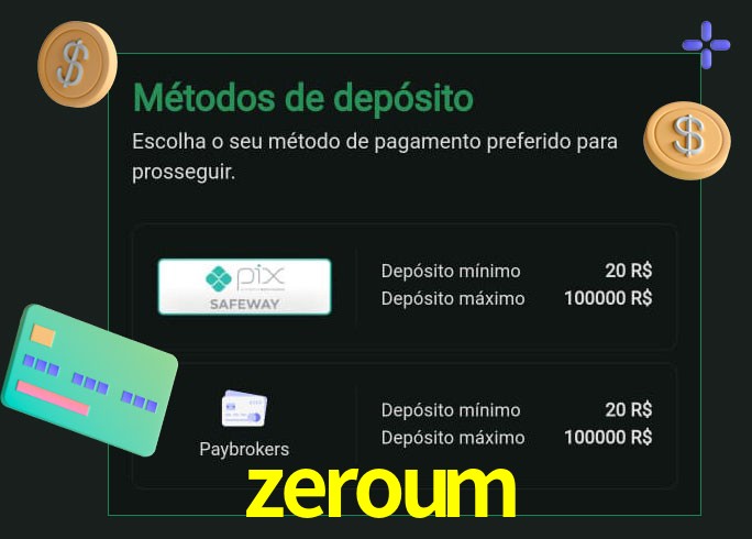 O cassino zeroum oferece uma grande variedade de métodos de pagamento
